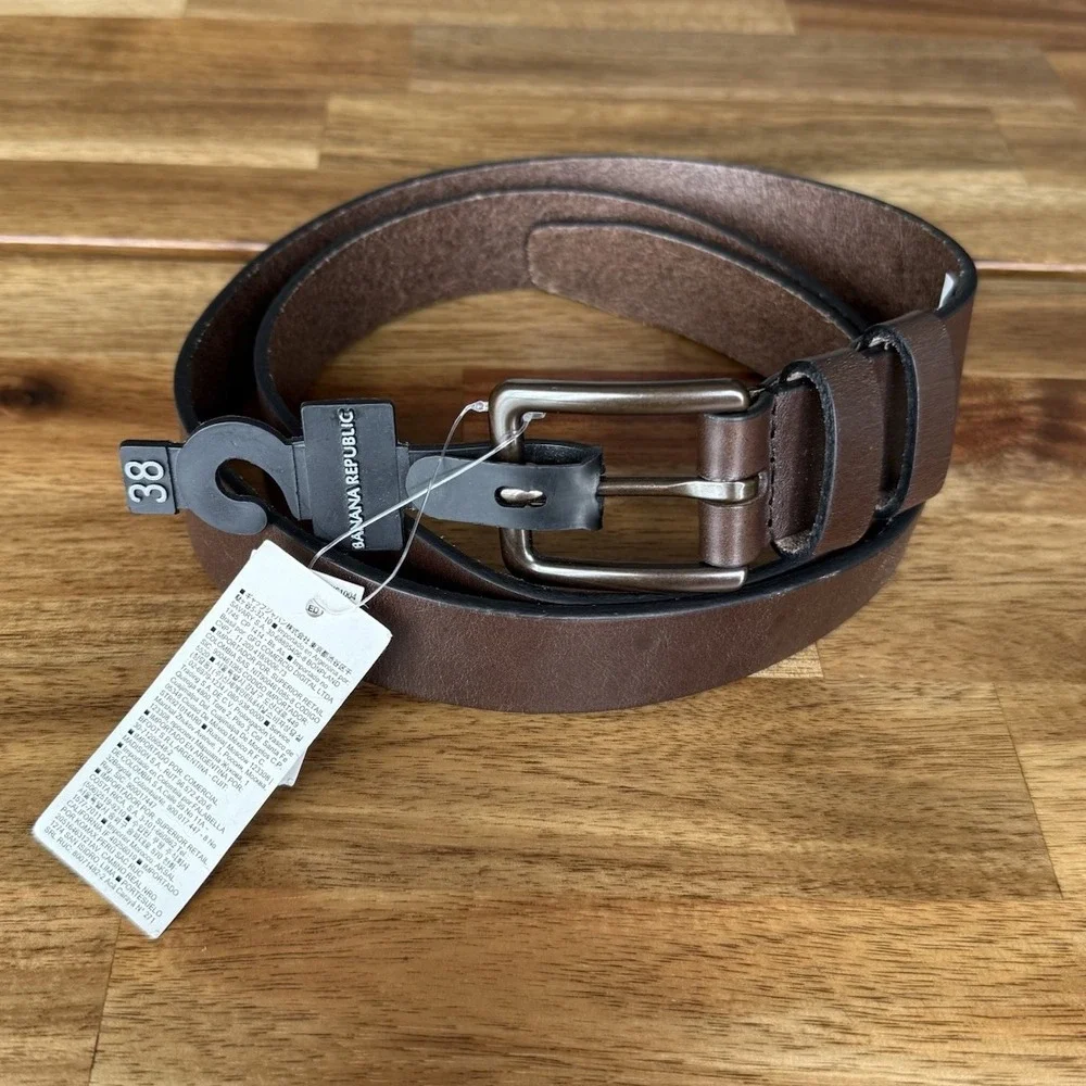 Banana Republic Genuine Brown Leather‎ Belt Men's Size 38 Casual Everyday NWT